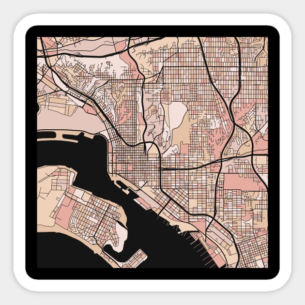 San Diego Map Pattern in Soft Pink Pastels Sticker by PatternMaps